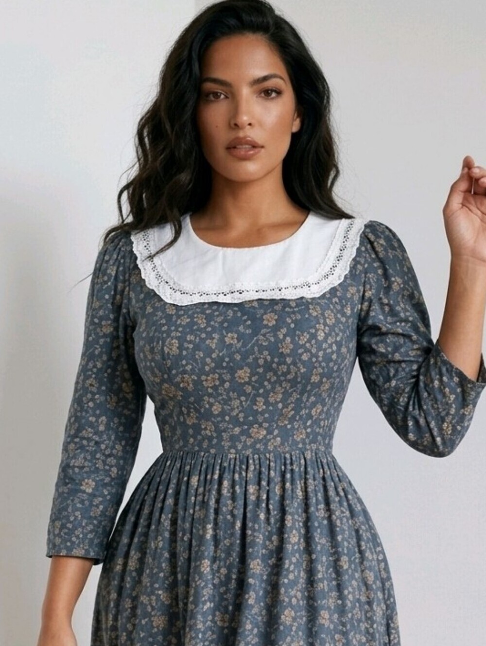 Vintage PRAIRIE Cottage Core Western Dress FLORAL print LONG flowing SIZE 8